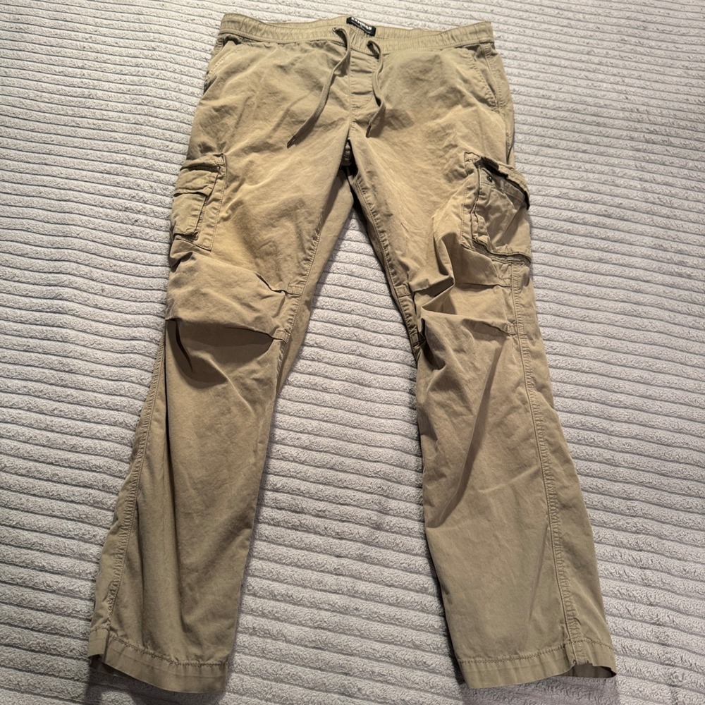 Express Cargo Pants Mens 34 Green 100% Cotton Drawstring Casual Utility Work Y2K